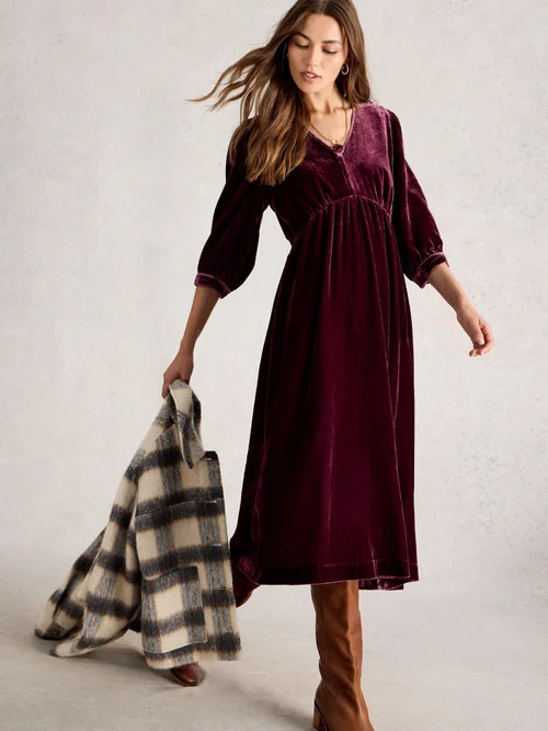 Robe En Velours Lucy - Dk Plum - 52/R Image 1