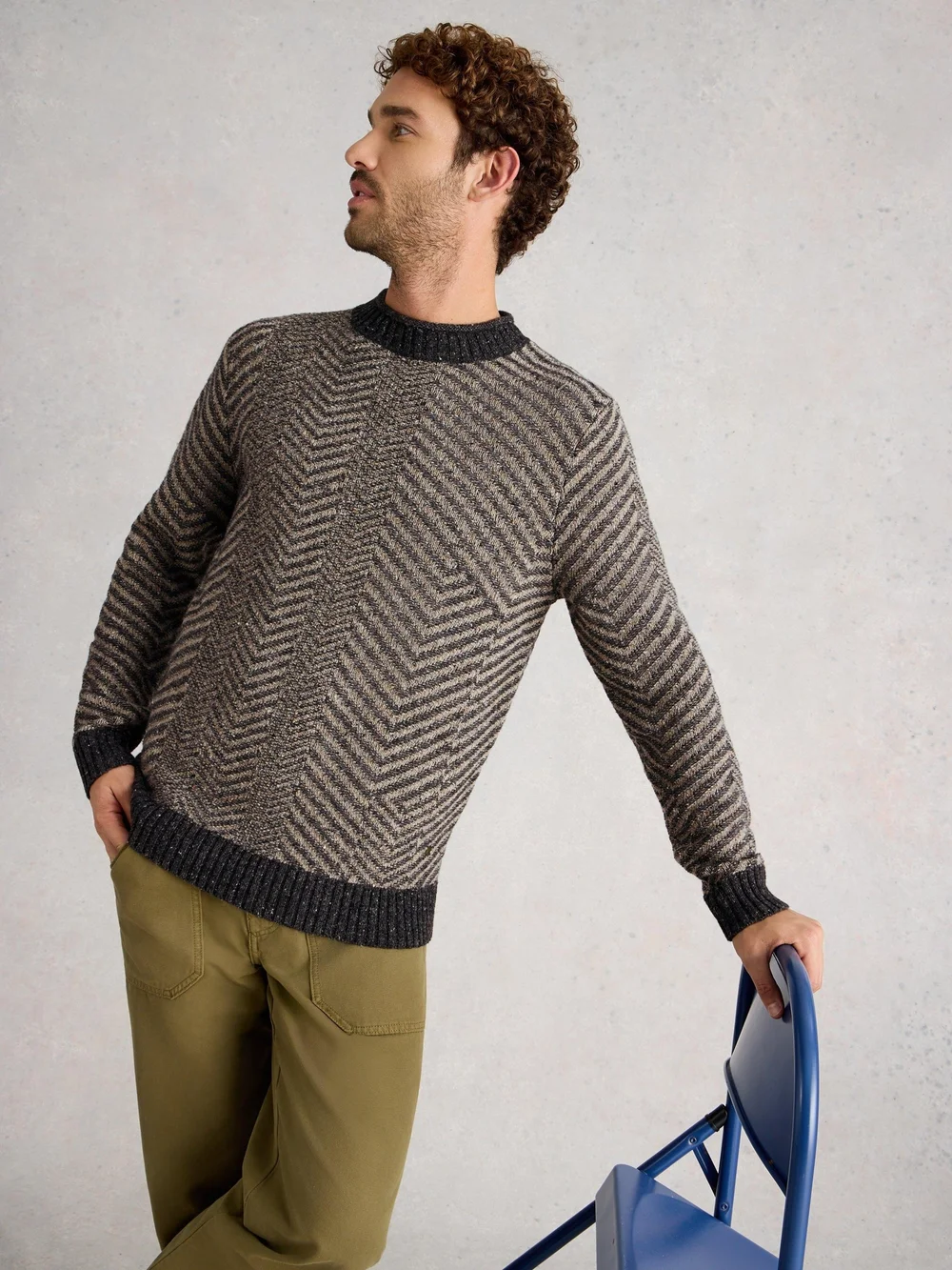 Pull À Col Rond Jarrow À Motif Chevrons - Grey Mlt - XXXL Image 1