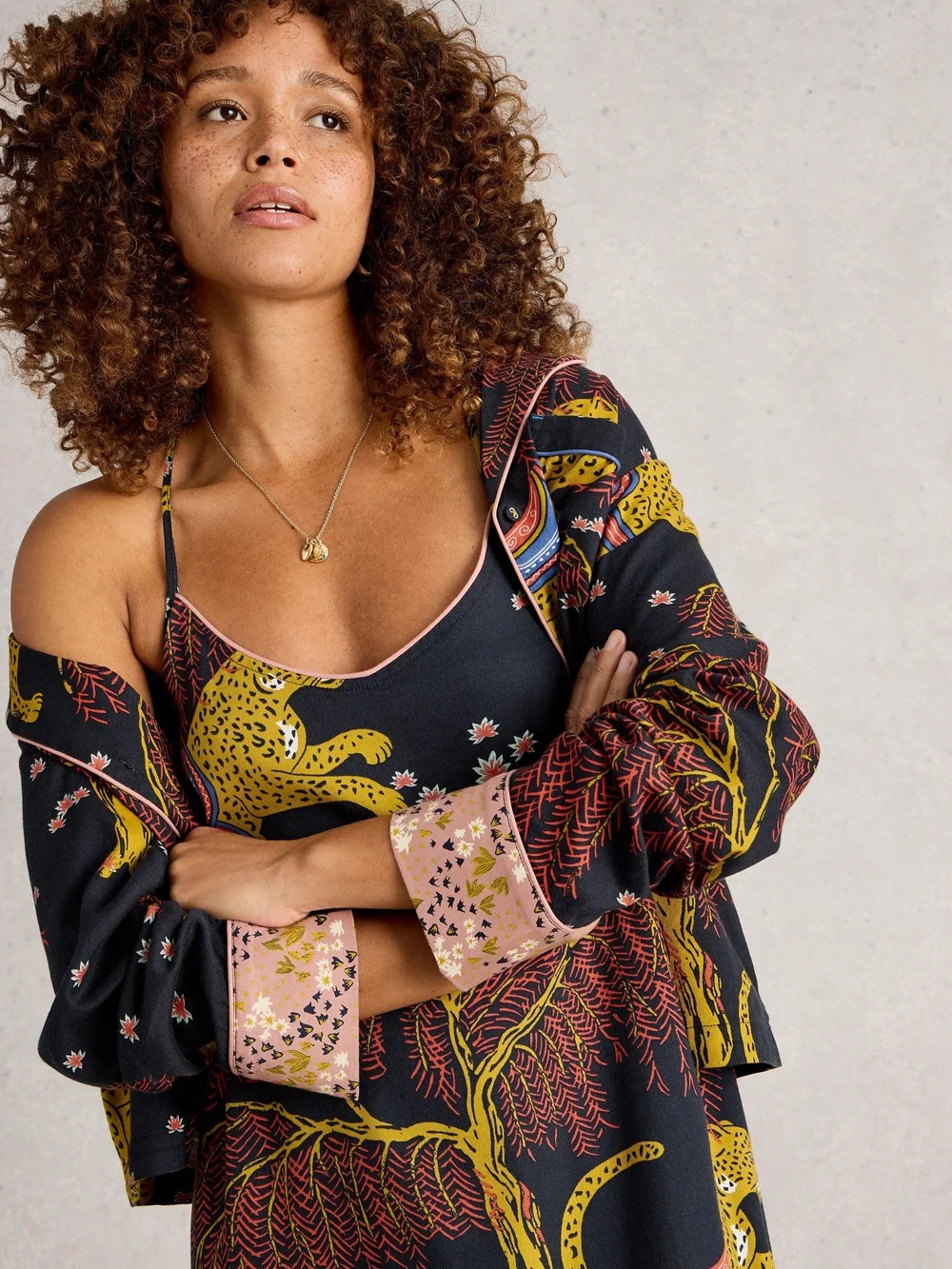 Chemise De Nuit Iris Cami - Blk Mlt - XL Image 1