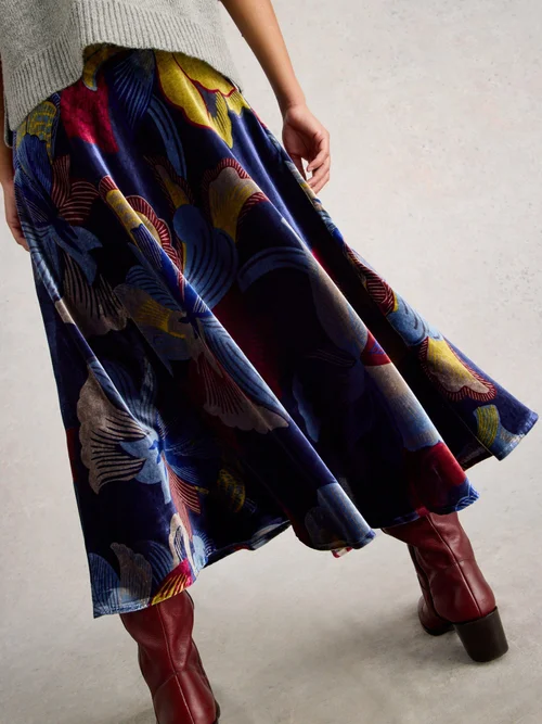 Jupe En Velours Coupé En Biais Hope - Navy Multi - 52/R Image 4