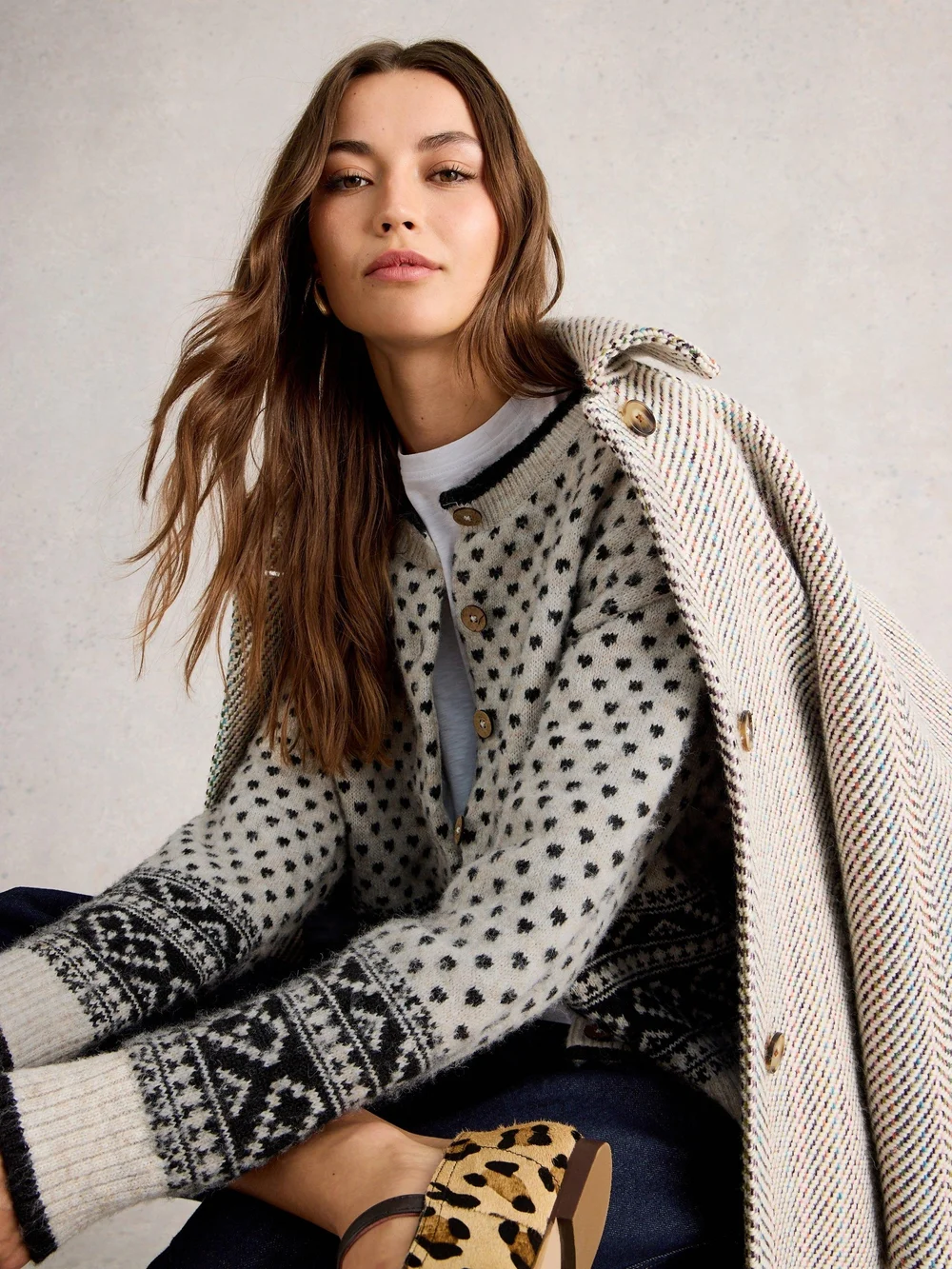 Holly Heart Cardi - Ivory Mlt - 52 Image 1