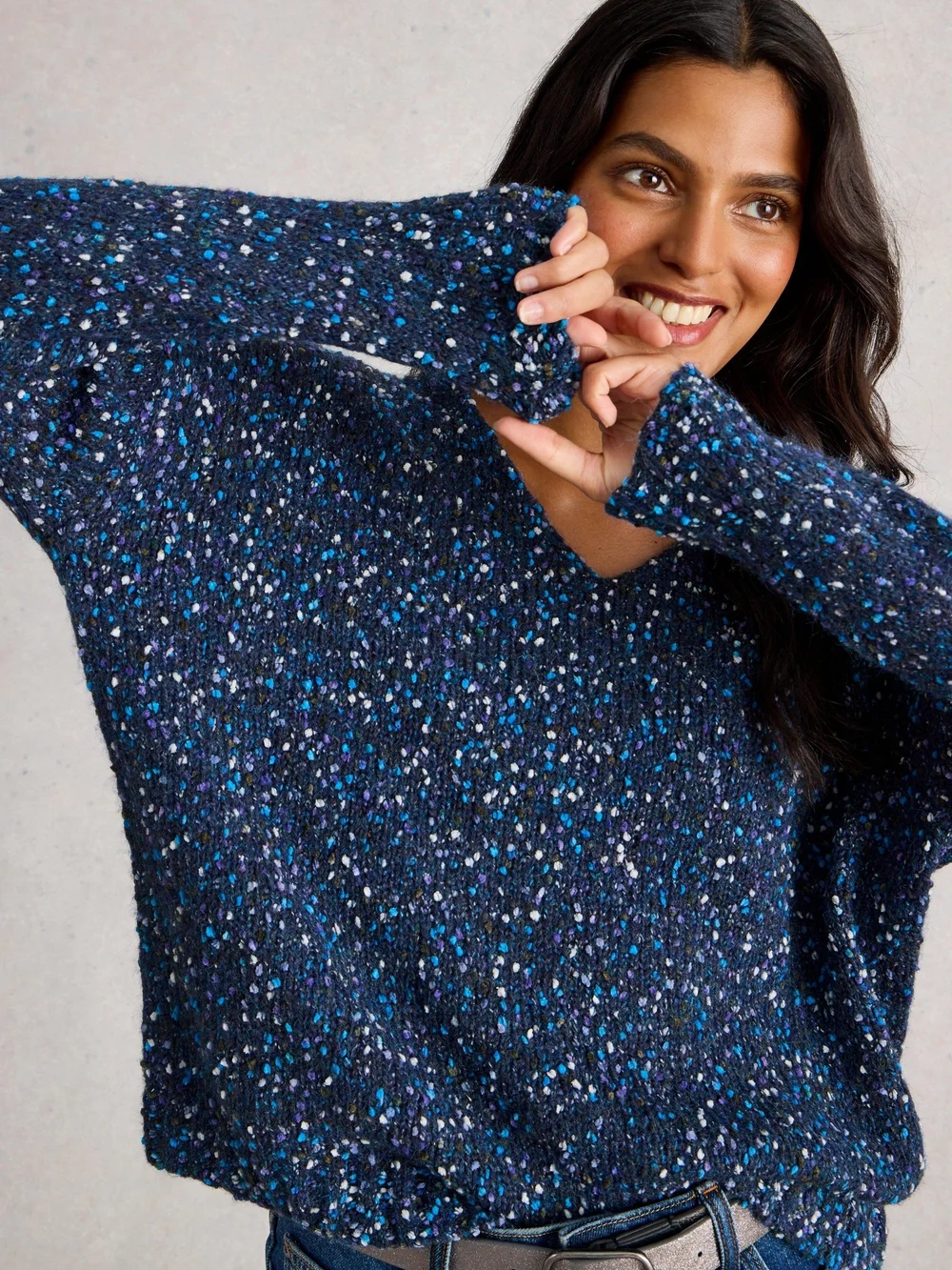 Pull À Col En V Texturé - Dark Navy - 52 Image 1