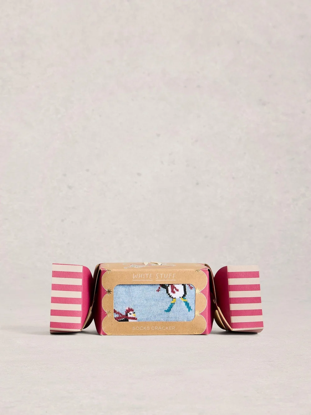 Chaussette pingouin skieur dans un cracker - Blue Mlt - 39-41 Image 1