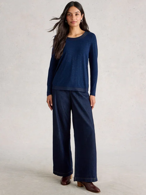 WEAVER LS SPARKLE TEE - Dark Navy - 34 Image 2