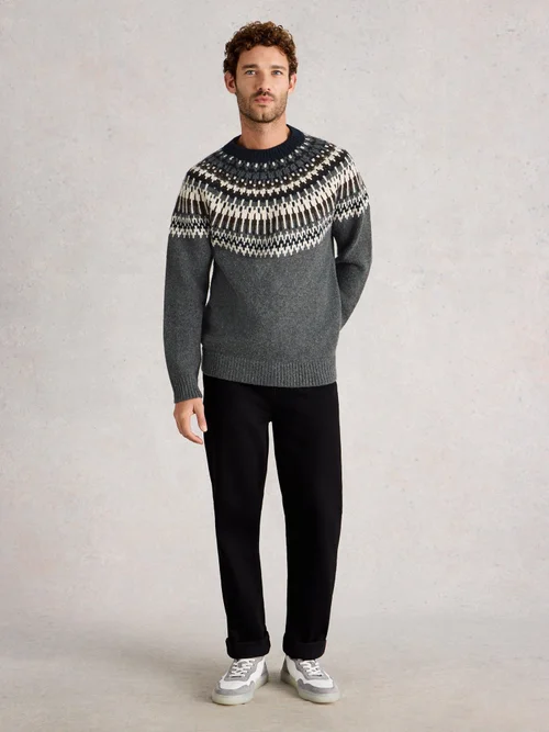 Claude Fairisle à col rond - Dk Grey - XXL Image 2