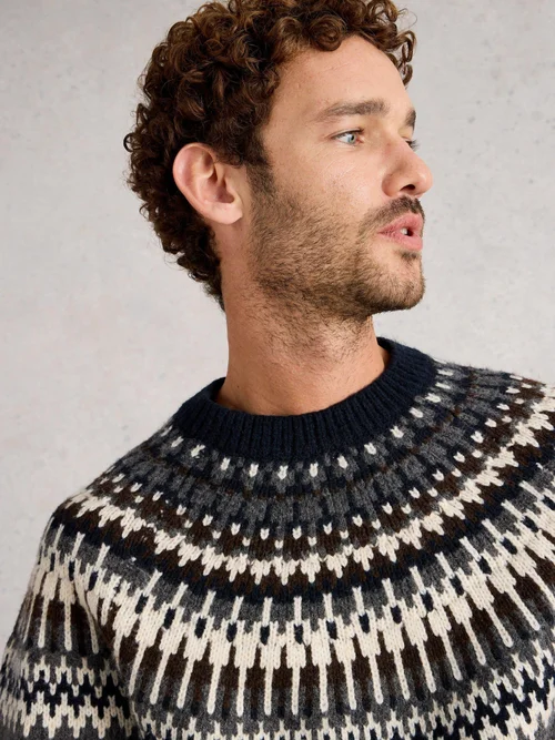 Claude Fairisle à col rond - Dk Grey - XXL Image 3