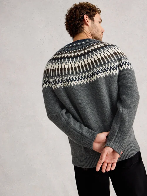 Claude Fairisle à col rond - Dk Grey - XXL Image 4