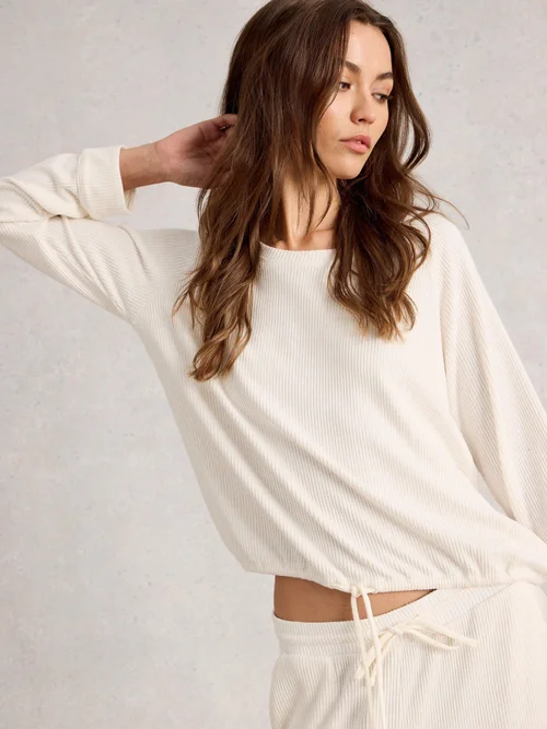 Top côtelé en jersey cosy - Pale Ivory - XL Image 1