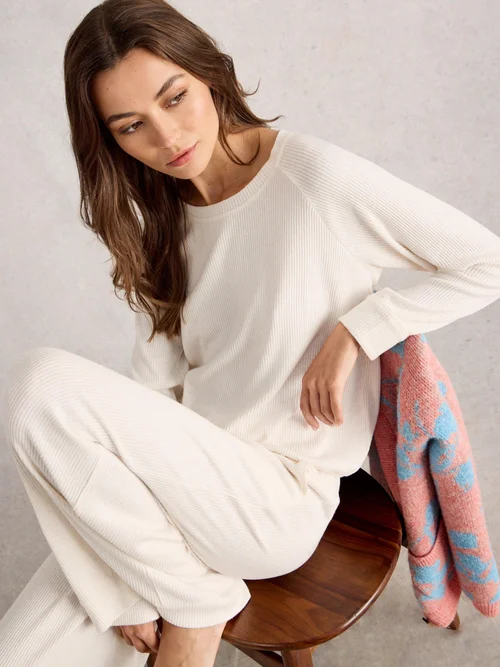Top côtelé en jersey cosy - Pale Ivory - XL Image 3