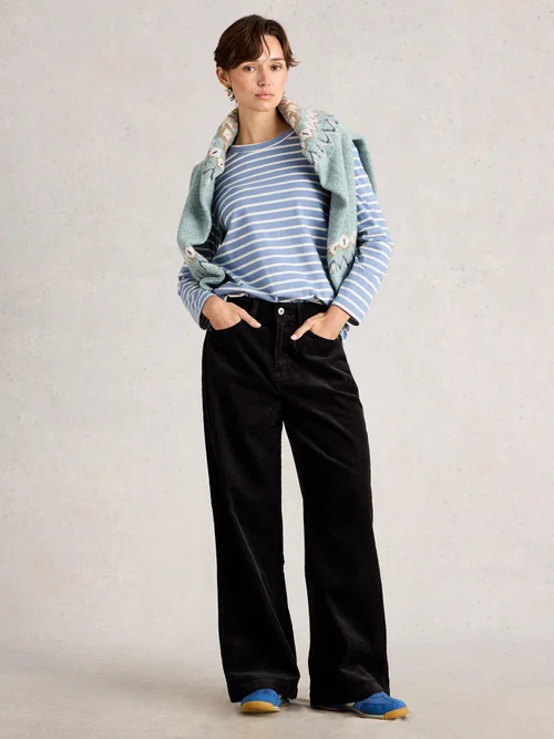 Pantalon Large En Velours Côtelé Ayla - Pure Blk - 52/R Image 2