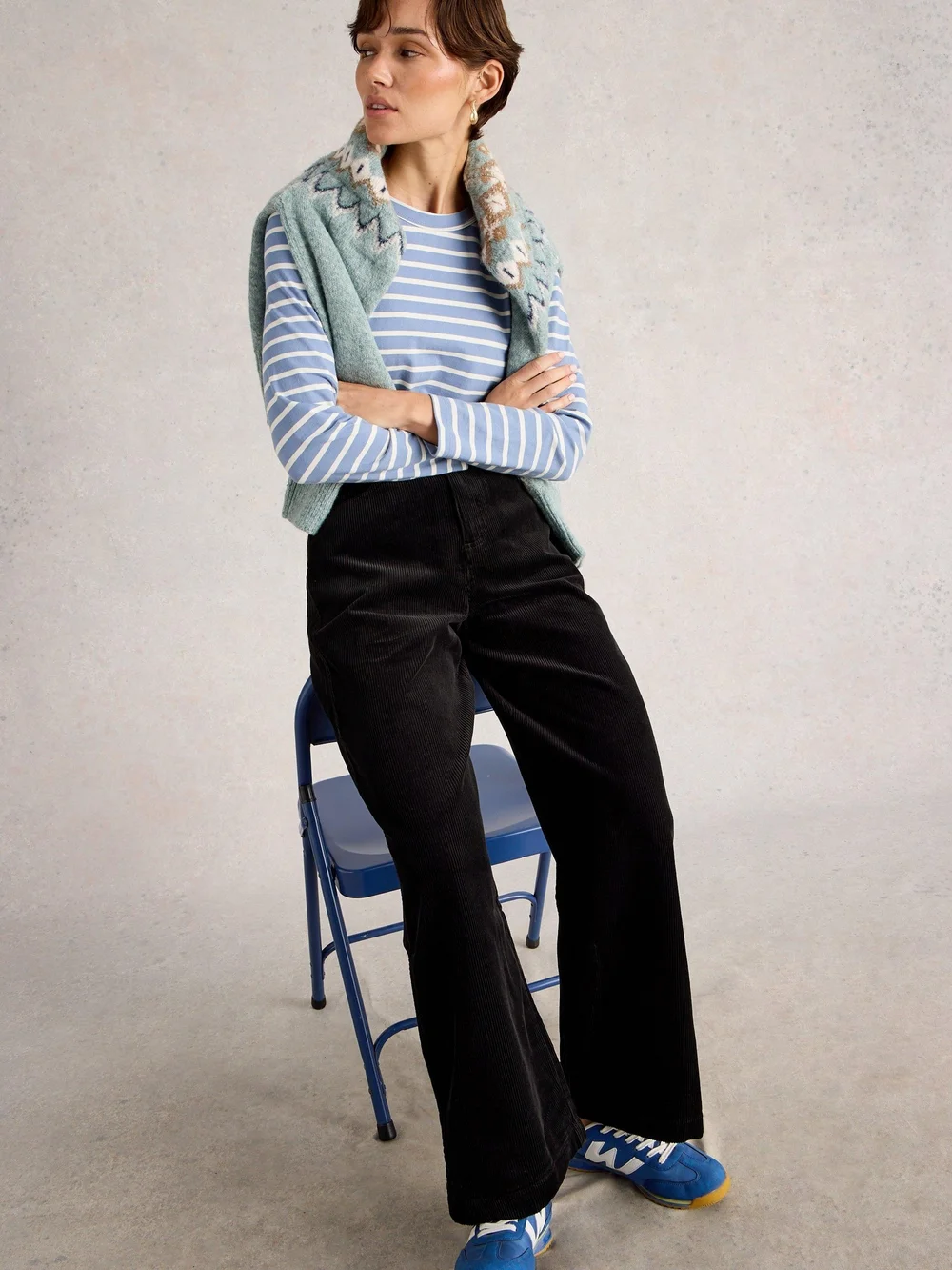 Pantalon Large En Velours Côtelé Ayla - Pure Blk - 52/R Image 1