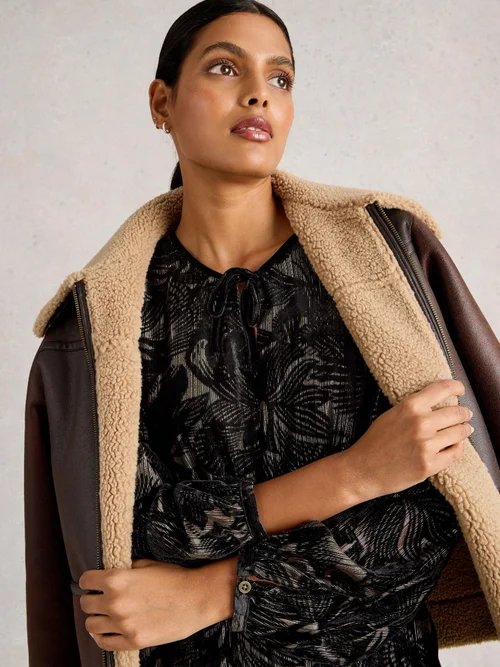 Robe en velours Faye Devore - Blk Mlt - 52/R Image 3