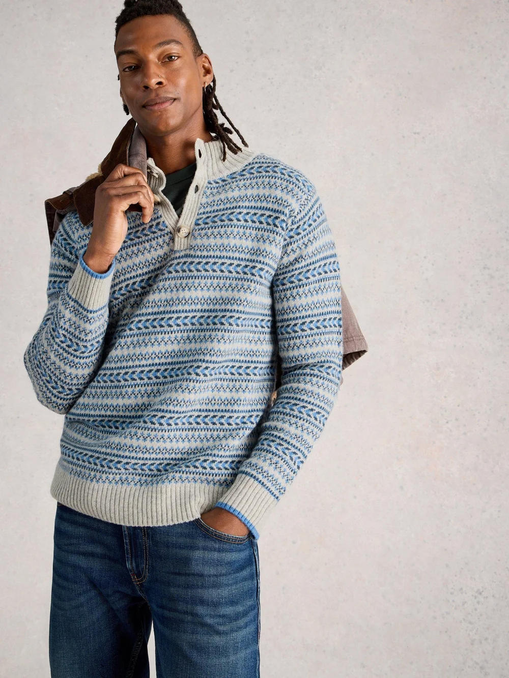 Pull à col cheminée Kendal Fairisle - Grey Mlt - XXL Image 1