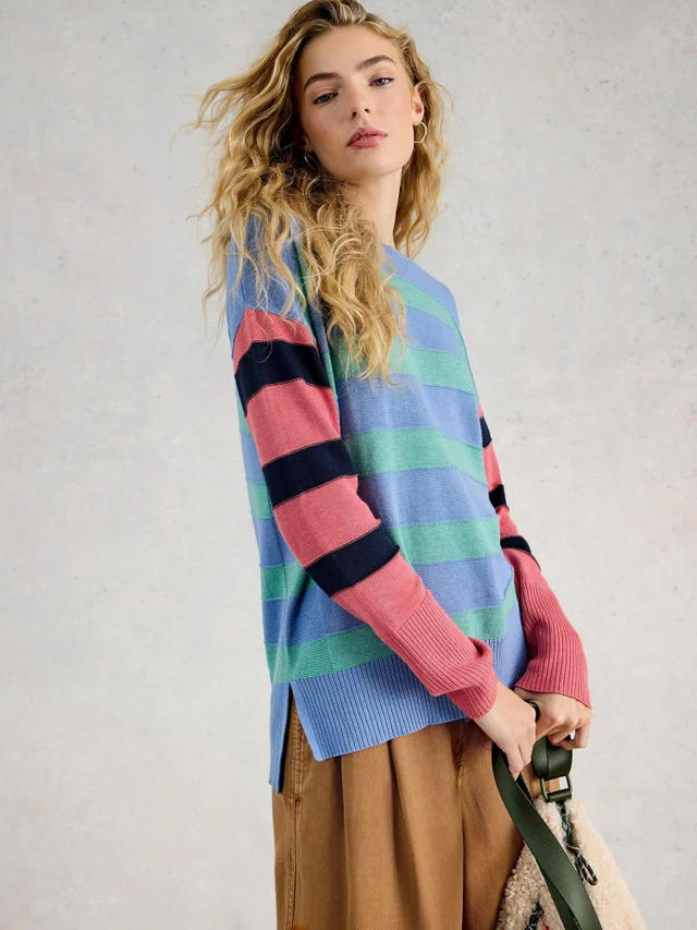 Pull rayé olive