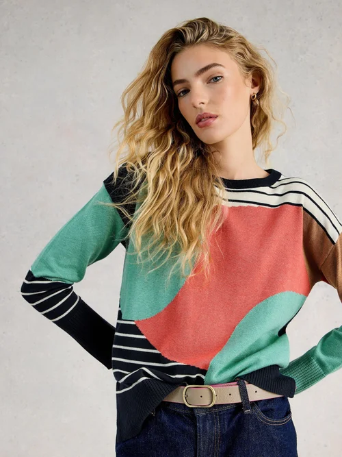 Pull abstrait olive - Navy Multi - 50 Image 3