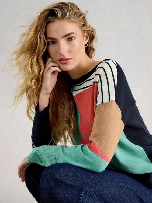 Pull abstrait olive - Navy Multi - 50 Image 1