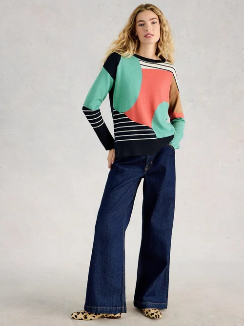 Pull abstrait olive - Navy Multi - 50 Image 2