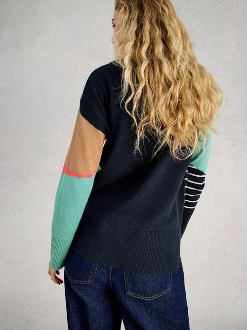Pull abstrait olive - Navy Multi - 50 Image 4
