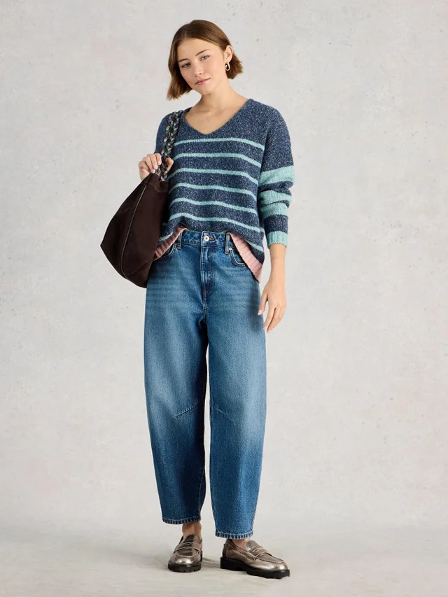 T-shirt à rayures texturées Tamara, col en V