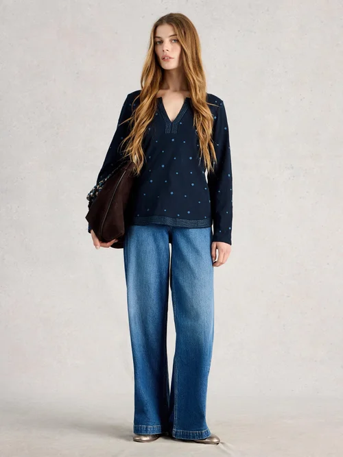 T-shirt Weaver LS Notch Emb - Navy Multi - 46 Image 2