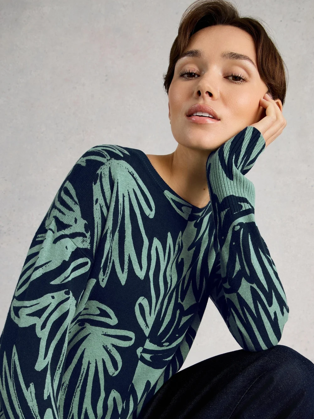 PULL À IMPRIMÉ OLIVE - Blue Pr - 52 Image 1