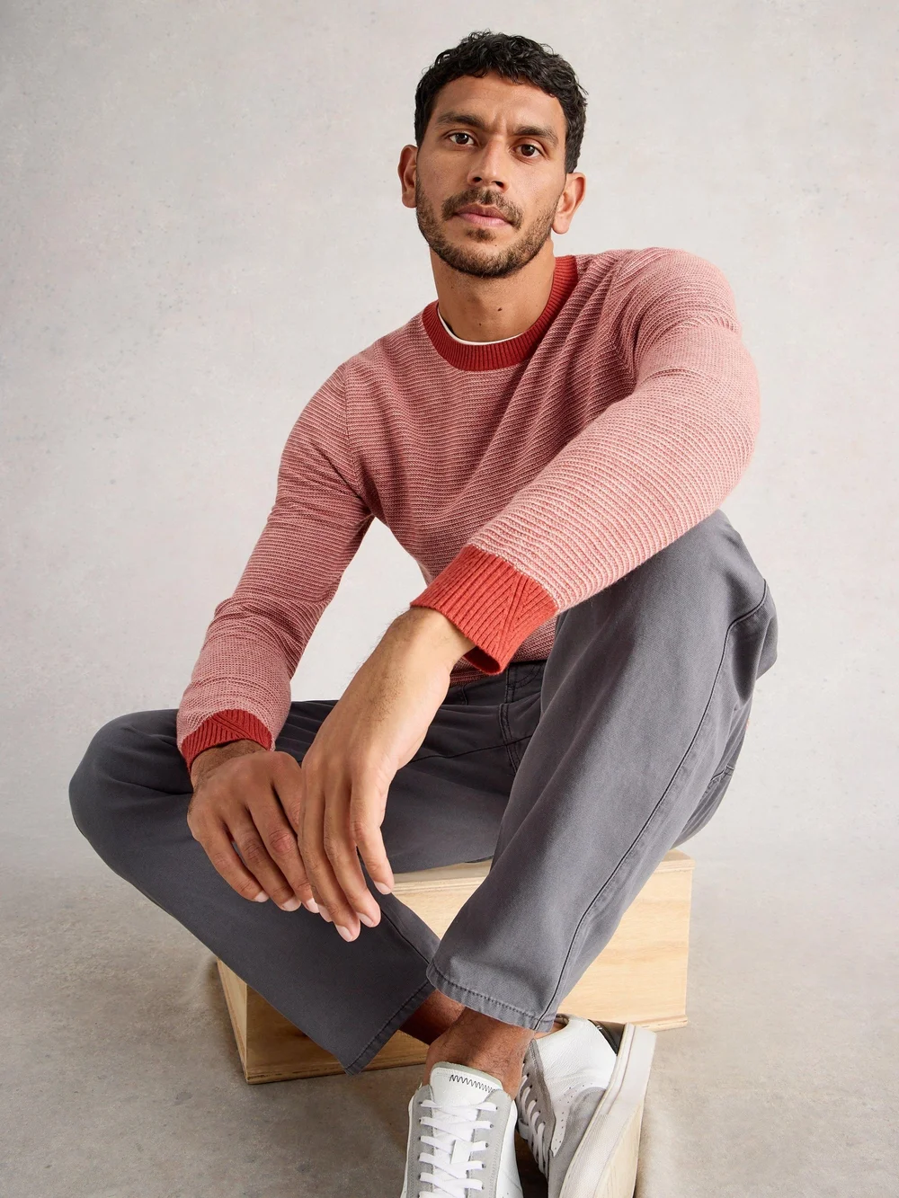 Newport Merino Jacquard Crew - Orange Mlt - XXXL Image 1