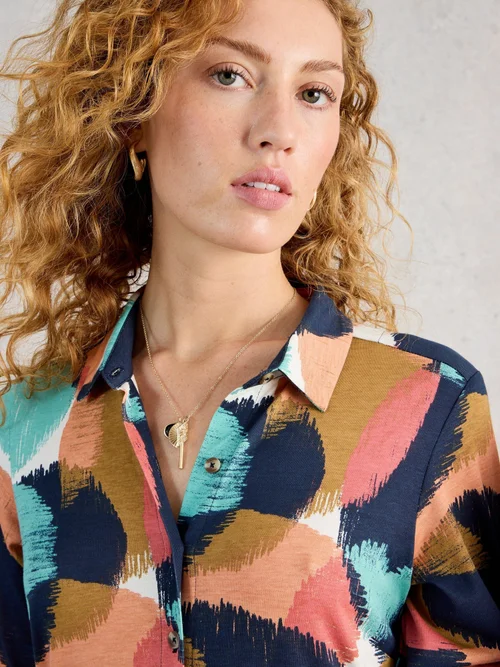 Robe chemise en jersey Rua - Navy Multi - 52/R Image 3