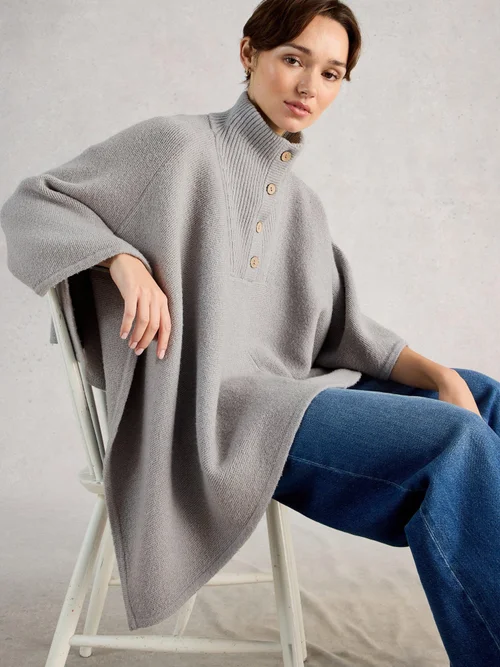 Poncho col entonnoir - Lgt Grey - XL Image 1