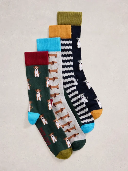 Lot de 4 paires de chaussettes fantaisie pour chien - Grey Mlt - 44-46 Image 2
