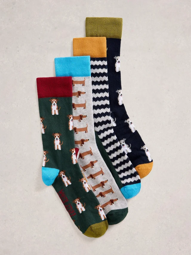 Lot de 4 paires de chaussettes fantaisie pour chien