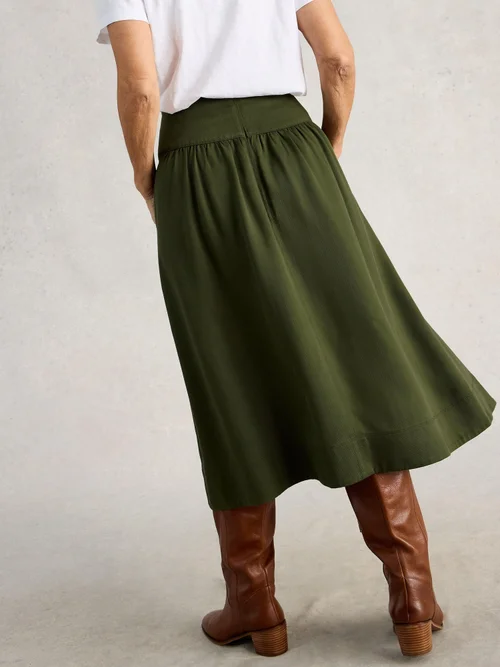 Jupe mi-longue Charlotte - Khaki Grn - 52/R Image 4