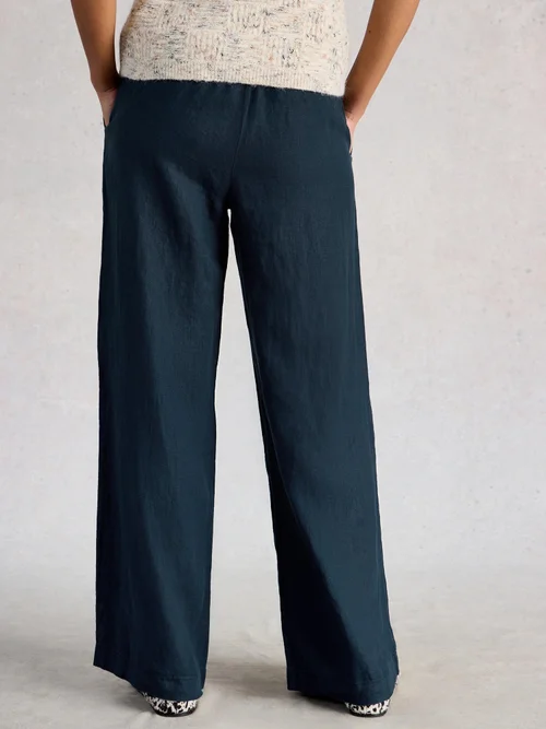 Pantalon large en lin Ally - Dark Navy - 50/R Image 4