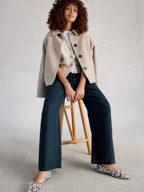 Pantalon large en lin Ally - Dark Navy - 50/R Image 2