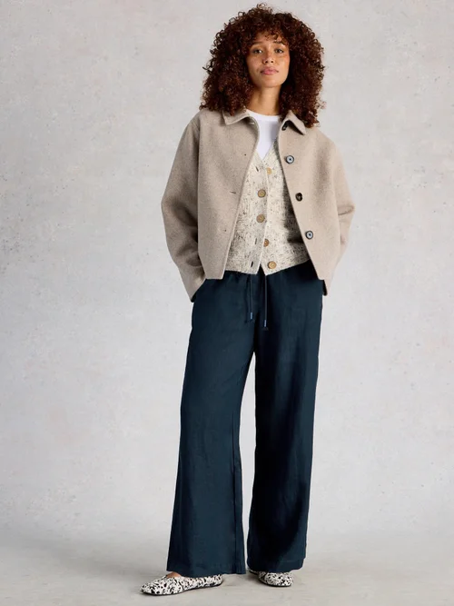 Pantalon large en lin Ally - Dark Navy - 50/R Image 1