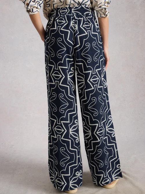Pantalon large en lin Ally - Navy Pr - 46/R Image 4