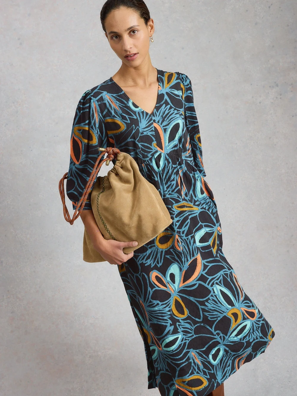Robe mi-longue Lucy - Blk Mlt - 46/R Image 1