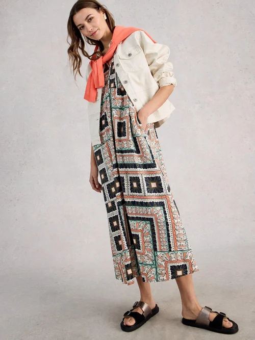 Robe longue Lorna en lin mélangé - Ivory Mlt - 46/R Image 3