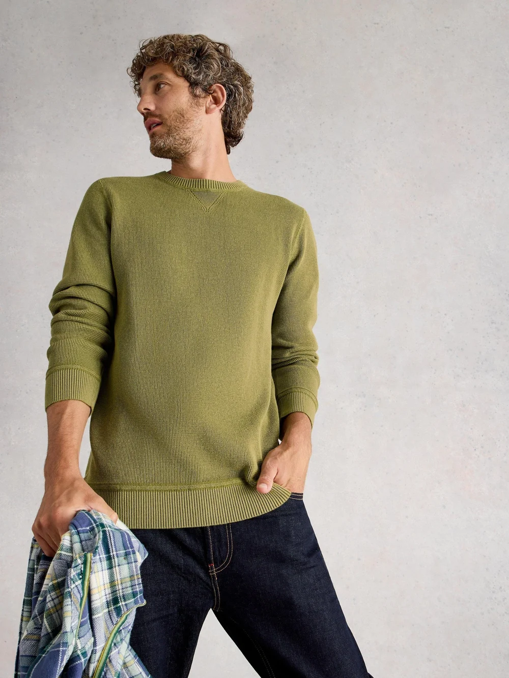 Pull Attadale à col rond - Khaki Grn - XXL/R Image 1