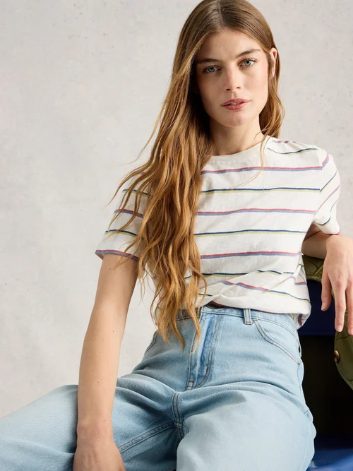 T-SHIRT À MANCHES COURTES CLARA STRIPE - Ivory Mlt - 52 Image 1