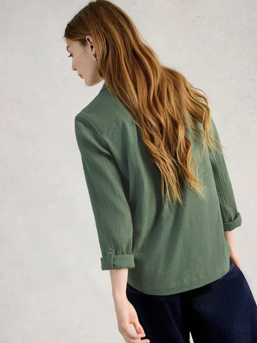 CHEMISE EN TISSU DOUBLE ANNIE - Khaki Grn - 52 Image 4