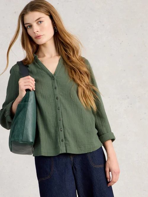 CHEMISE EN TISSU DOUBLE ANNIE - Khaki Grn - 52 Image 3