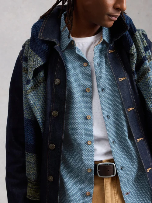 Chemise SS à points de mosaïque - Mid Blue - XXXL Image 1