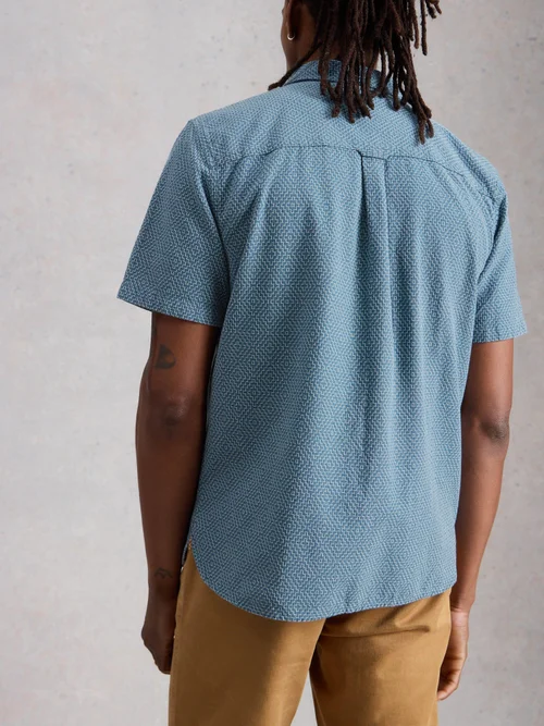 Chemise SS à points de mosaïque - Mid Blue - XL Image 4