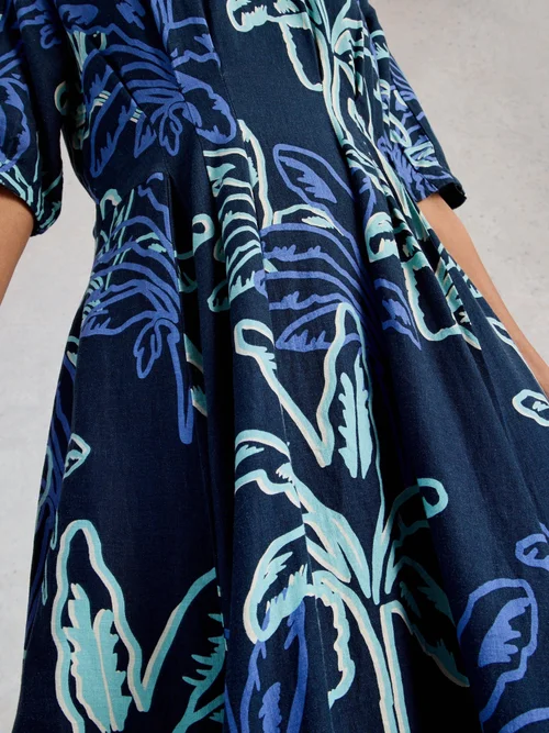 Robe Kate en lin mélangé - Navy Pr - 44/R Image 3