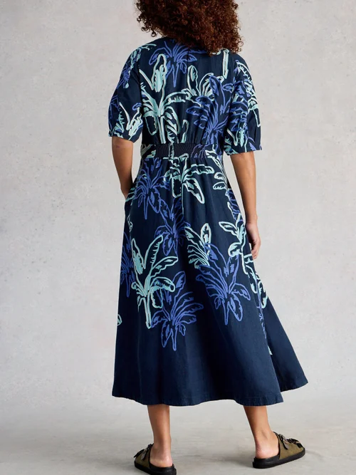 Robe Kate en lin mélangé - Navy Pr - 44/R Image 4