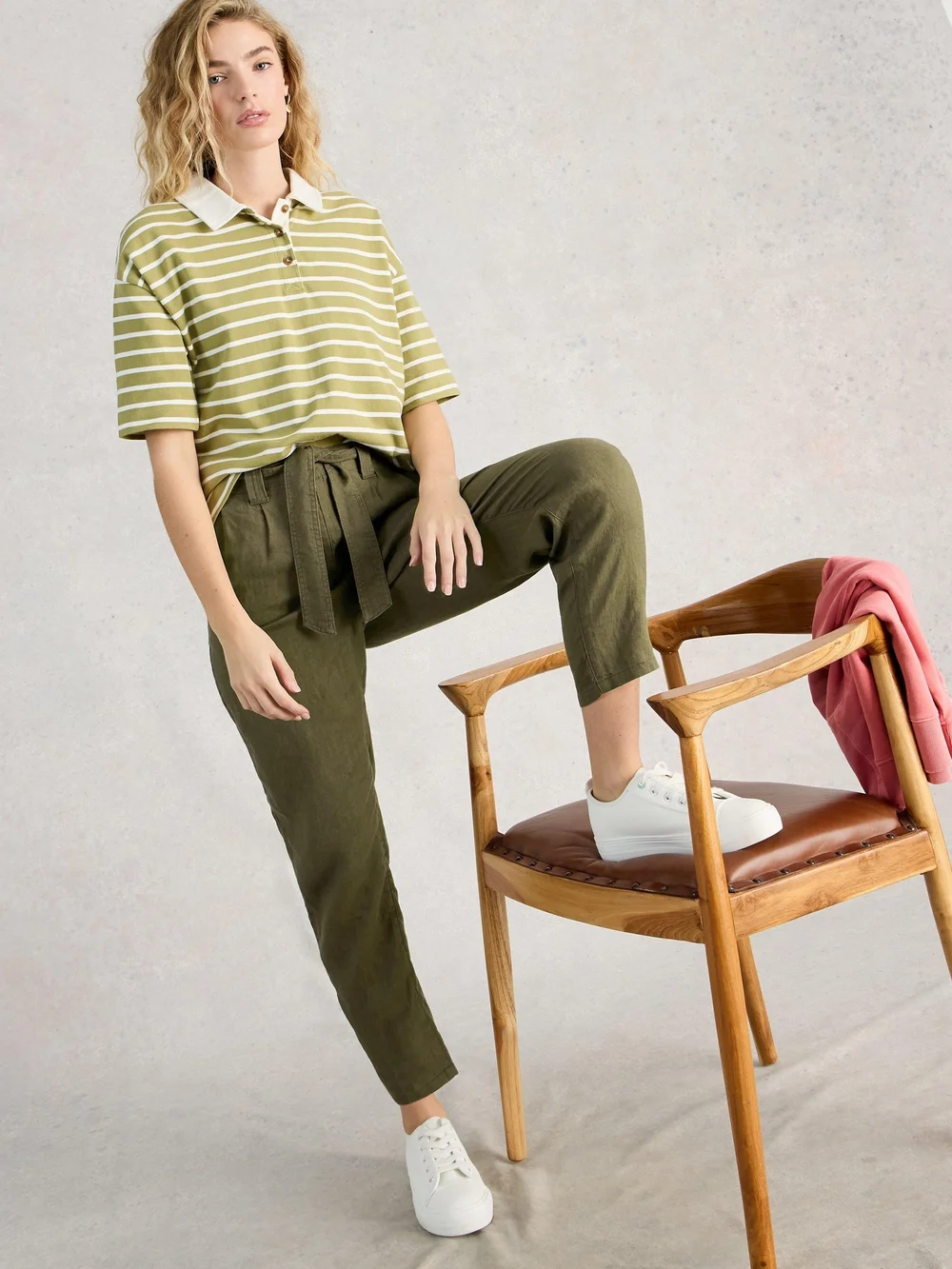 Pantalon en lin Hadley - Khaki Grn - 52/R Image 1
