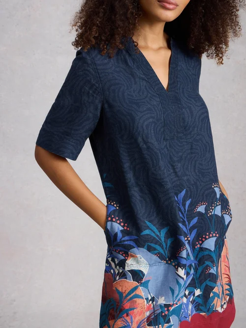Robe en lin de juin - Navy Pr - 52/R Image 3