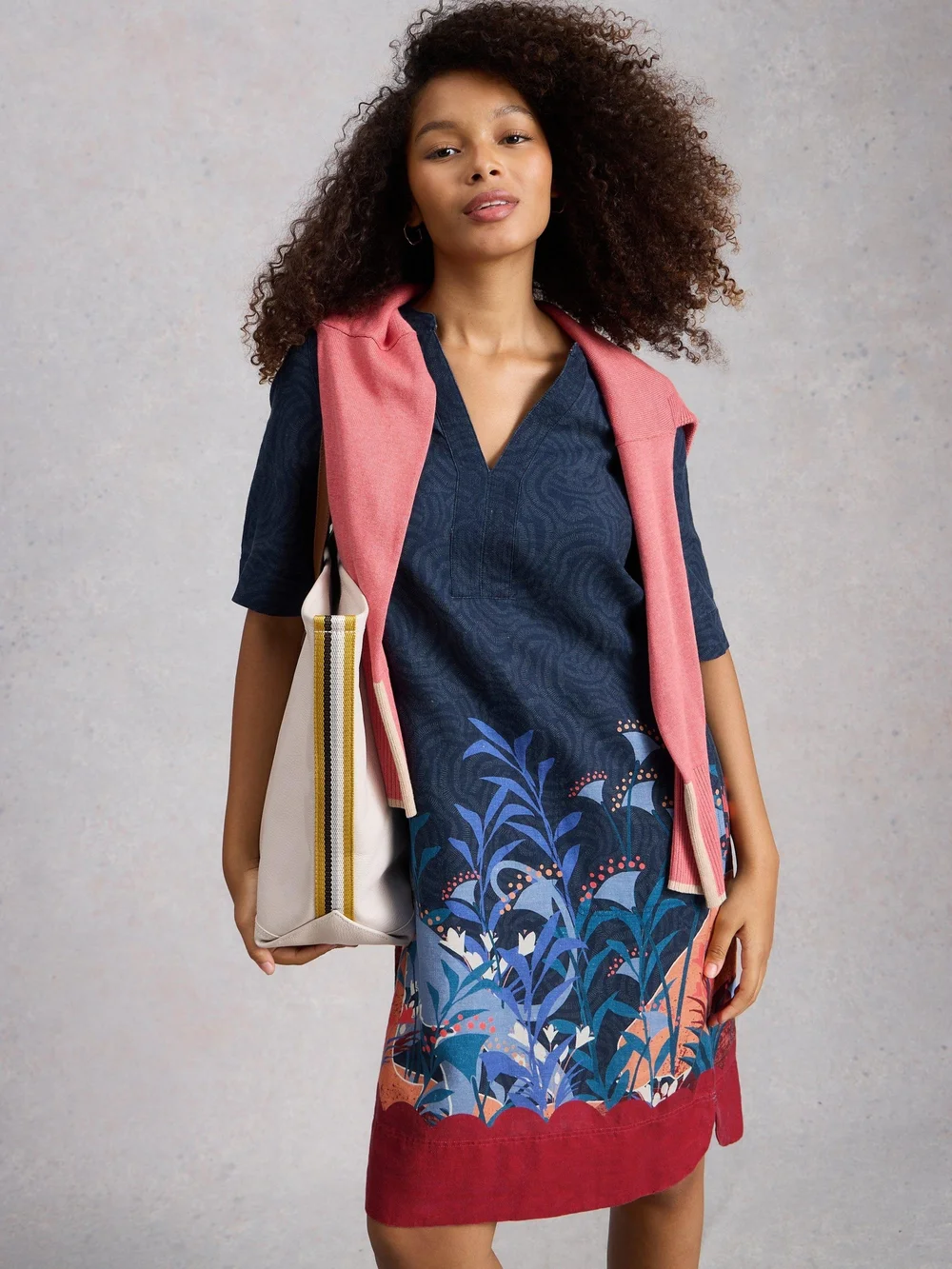 Robe en lin de juin - Navy Pr - 50/R Image 1