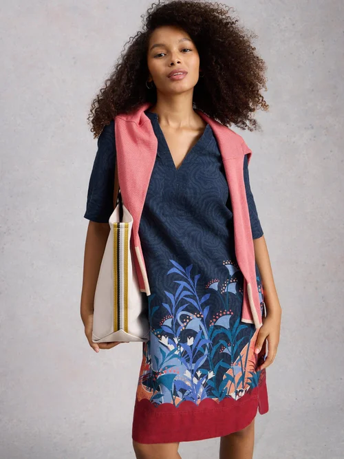 Robe en lin de juin - Navy Pr - 50/R Image 1