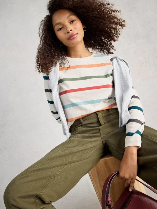 T-shirt à rayures CLARA LS - Ivory Mlt - 52 Image 1